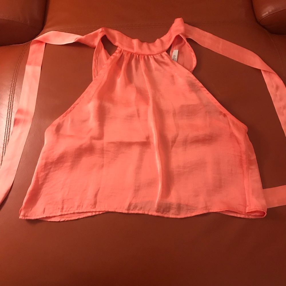 Silk halter. Coral.